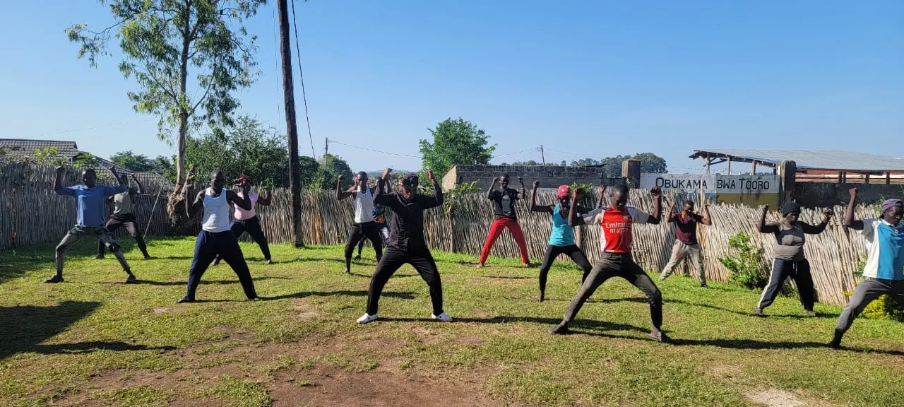 Outdoor group martial arts training